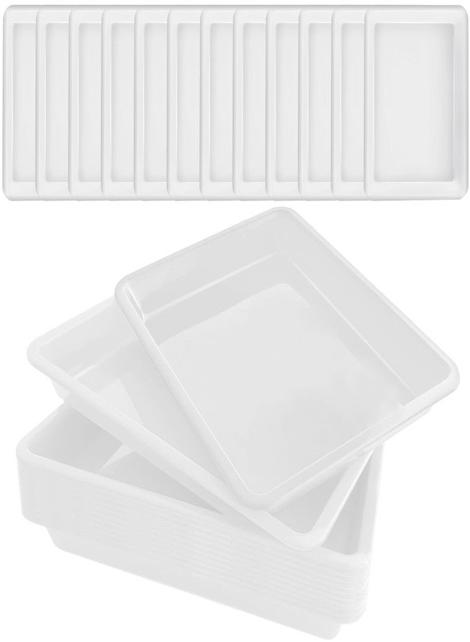 Bvrbaory 12 Pack Plastic Art Trays,Activity Crafts Tray,Stackable Serving Tray for Kids DIY Projects,Painting,School,Home,Beads(White) - Image 1